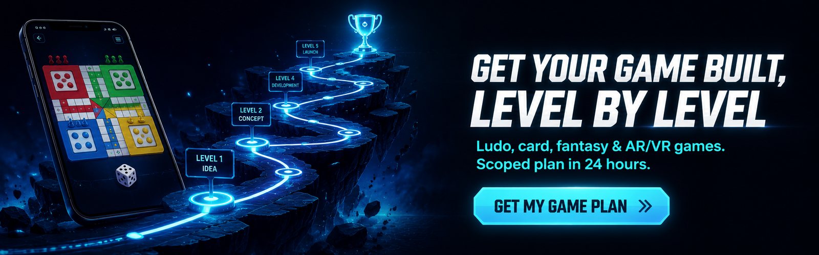 Get your game built, level by level. Ludo, card, fantasy and AR/VR games, scoped plan in 24 hours.