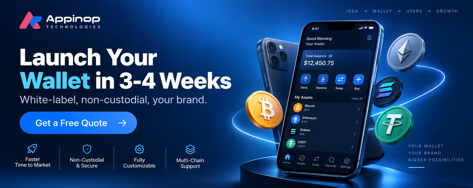 Launch your white-label non-custodial crypto wallet in 3-4 weeks - get a free quote