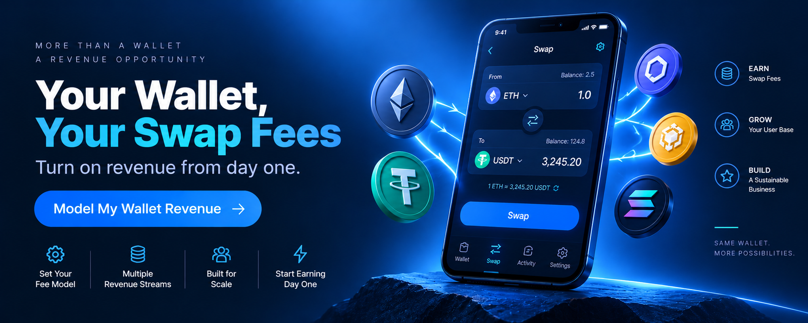 Your wallet, your swap fees - turn on crypto wallet revenue from day one