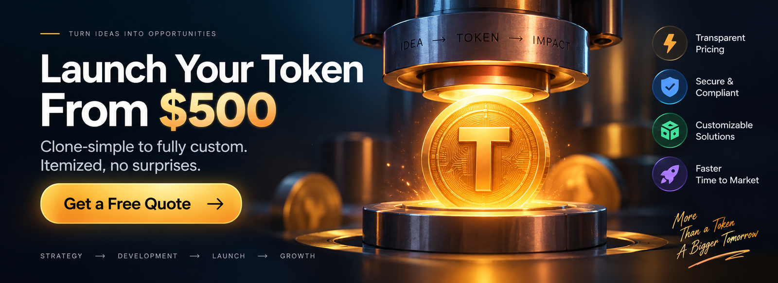 Launch your crypto token from $500 - clone-simple to fully custom, get a free quote
